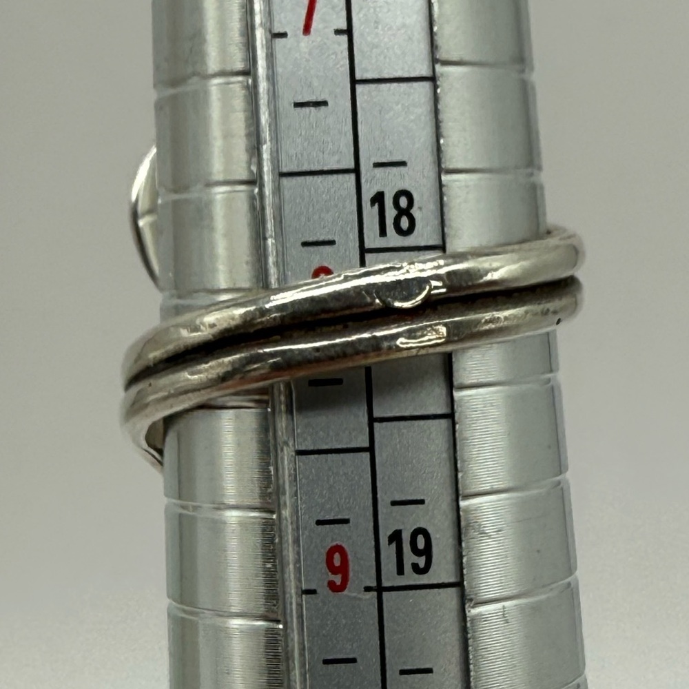 Navajo Sterling Silver Feather Wrap Ring by Etta Berim Twin Turquoise Cabochons - Picture 10 of 14